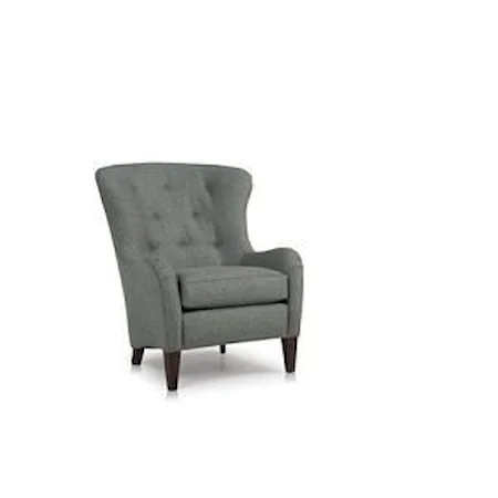 Fabric Wing Back Chair with Tufted Back